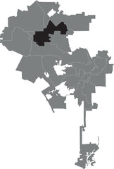Black flat blank highlighted location map of the 6TH DISTRICT inside gray administrative map of LOS ANGELES CITY COUNCIL