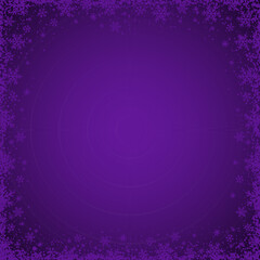 Purple Christmas background with square frame of snowflakes. Merry Christmas and Happy New Year greeting banner. Square new year background, headers, posters, cards, website.Vector illustration