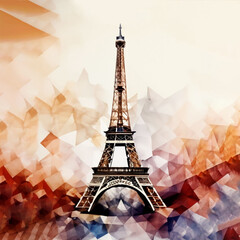 Drawing of the Eiffel Tower. Romance of Valentine's Day.