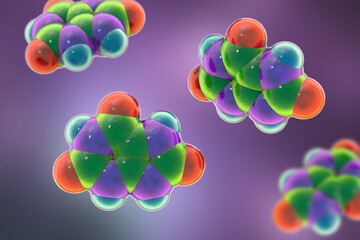 Uric acid molecule, illustration