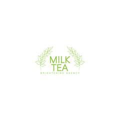 Logo template. milk tea illustration.