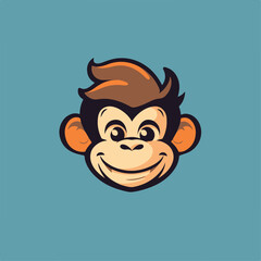 Monkey face in cartoon, doodle style. Isolated 2d vector illustration in logo, icon style, Eps 10. AI Generative