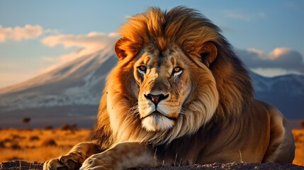 Majestic Lion in Scenic Savanna Landscape generated by AI tool 