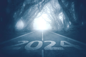 Spooky or Creepy road with number 2024 on