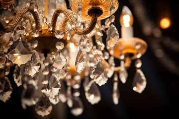 The Warm Glow of a New Year's Celebration Reflected in the Facets of a Crystal Chandelier