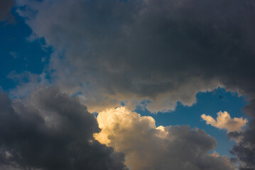 Drama blue and orange clouds
