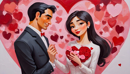 Saint Valentines day. Romantic pinup couple.