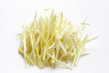 White garlic chives on white backgreound.