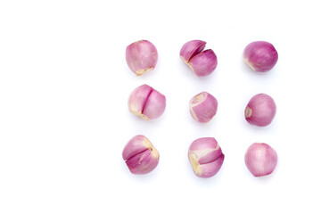 Fresh shallot on white background