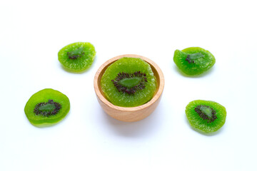 Dried kiwi fruit on white background