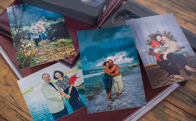 Atmosphere 90s aesthetic, old photo albums, fashion trend on a retro vibes.	