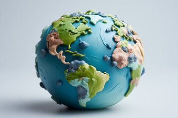 Planet earth plasticine education on a white background