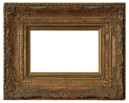 Wide old picture frame in PNG format on a transparent background.