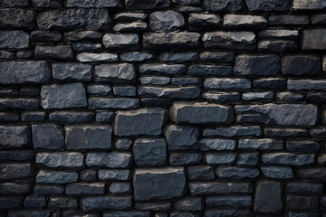 Background of stone wall texture. Close up of gray stone wall. Generative AI