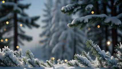 Spruce branches in the snow