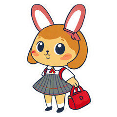 Rabbit going to school