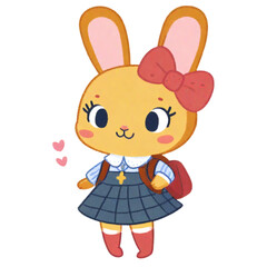 Rabbit going to school