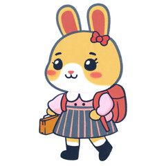 Rabbit going to school