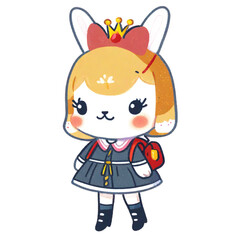 Rabbit going to school