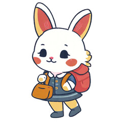 Rabbit going to school