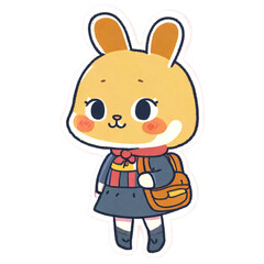 Rabbit going to school