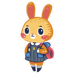 Rabbit going to school