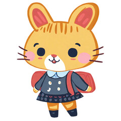 Rabbit going to school