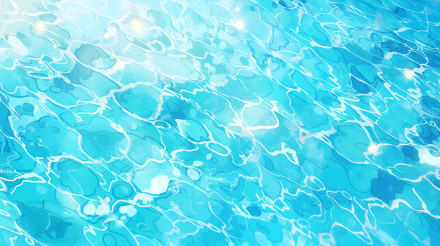 the clear water of a pool, in the style of light blue