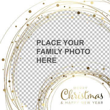 Christmas winter family photo light minimalist card layout template with photo