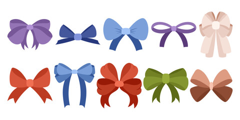 Charming Hand Drawn Flat Ribbons. Bowknots Perfect for Decorating