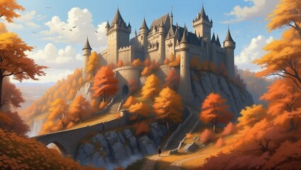 Fall's Majesty: The Enchanted Autumn Castle