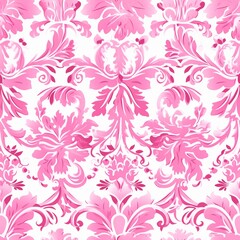 Fototapeta premium Elegant Damask Whispers: Seamless Antique Pink Wallpaper