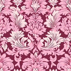 Elegant Damask Whispers: Seamless Antique Pink Wallpaper