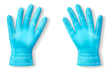 Obraz premium Pair of blue gloves isolated on transparent background. Blue surgical gloves on white background.