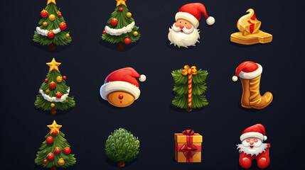 Santa Claus Christmas Icons Set