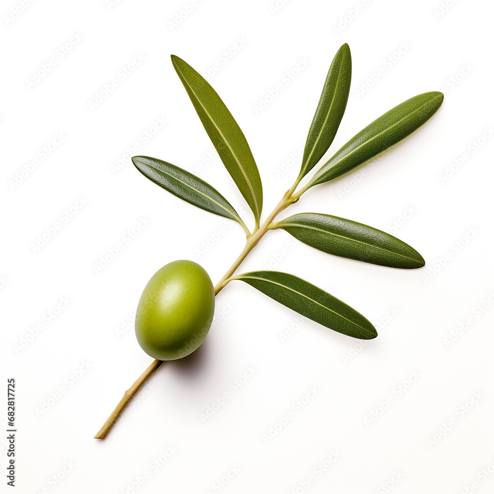 Wall mural Olive leaves isolated on white background - Wall murals