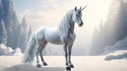 Obraz na płótnie Canvas Majestic unicorn posing on a white isolated background