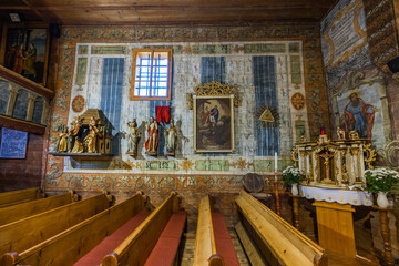 Naklejka premium Roman catholic church of Saint-Francis of Assisi, UNESCO site, Hervartov near Bardejov, Slovakia