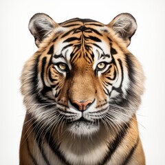 Fototapeta premium Wild cat tiger face panthera tigris photorealism style on white background