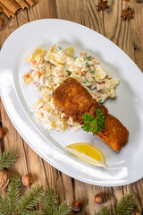 Christmas fried carp with potato salad
