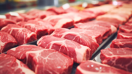Meat in the supermarket close up