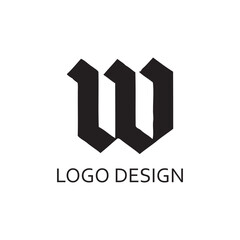 Simpel Black Letter W For Logo Design Company