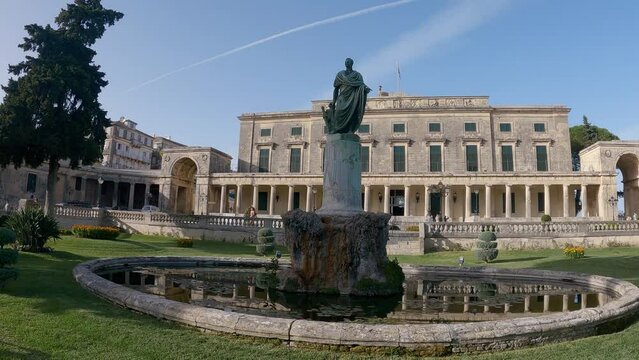 General Sir Frederick Adam's statue in front of the Museum of Asian Art, Corfu Town. As governor he built an aqueduct that brought fresh water to the island capital, earning the people's gratitude