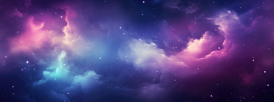 blue and purple cloud galaxy and stars background