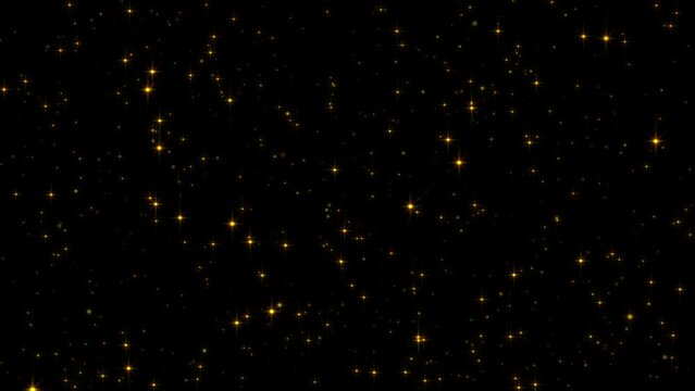 Glowing Star Particles flickering on black background