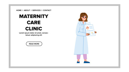 doctor maternity care clinic vector. baby health, birth fertility, child patient doctor maternity care clinic web flat cartoon illustration