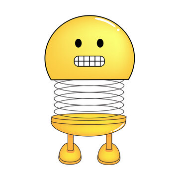 Vector illustration of spiral emoticon with body and legs. Cartoon Emoji spiral grimace. Cute emoticon, child icon.