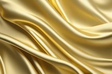 Beautiful silk flowing swirl of pastel gentle calming yellow gold and light ivory cloth background. Mock up template for product presentation. 3D rendering. copy text space