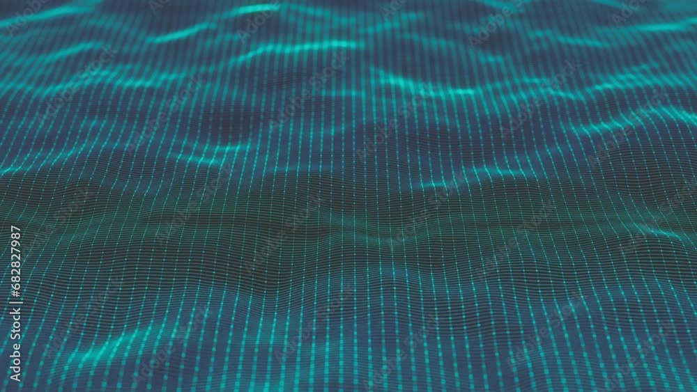 Poster abstract minimal mesh waving background/ 4k animation of an abstract fractal background with mesh su