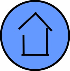 home icon on a blue button